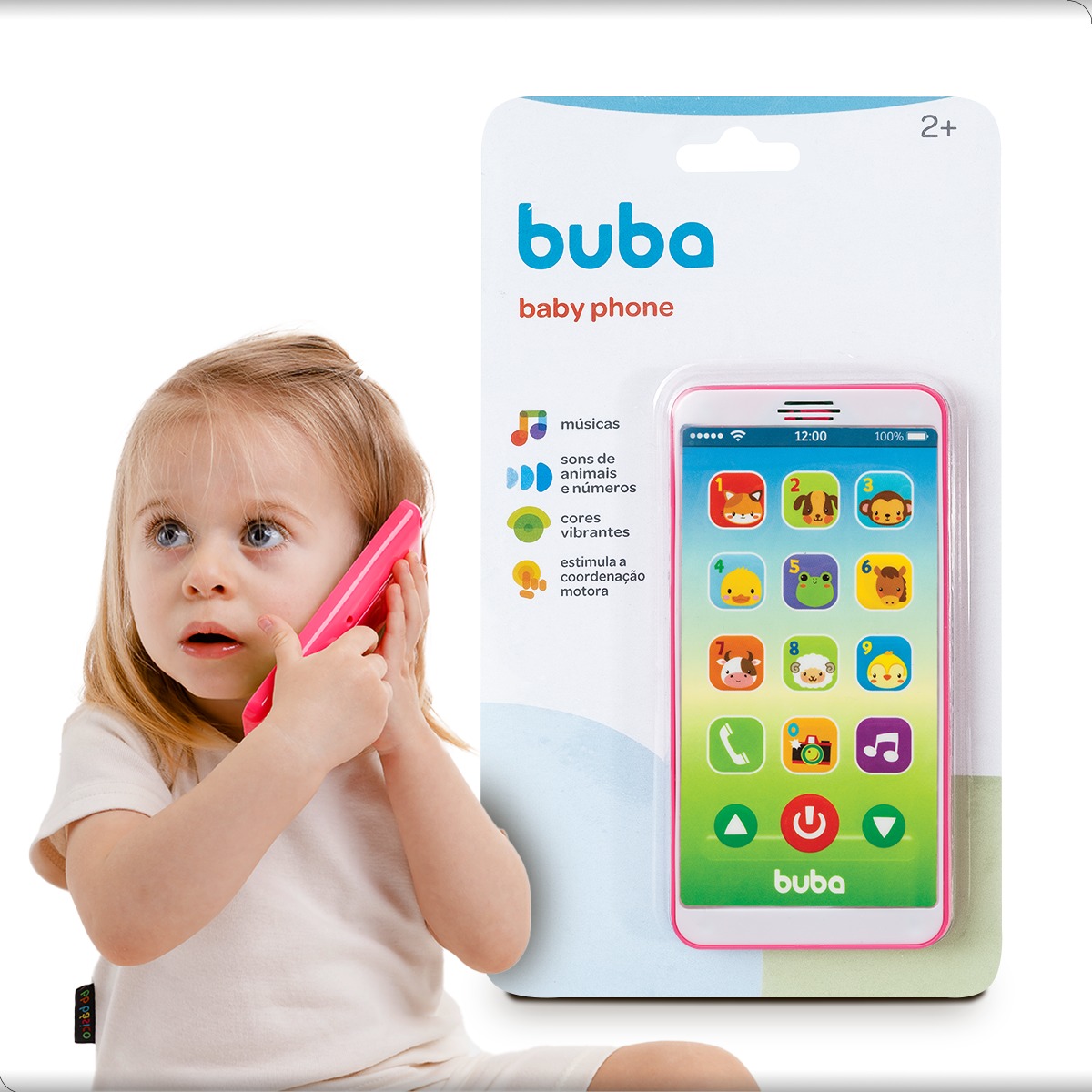 Telefone Celular Infantil Musical Baby Phone Rosa - Buba