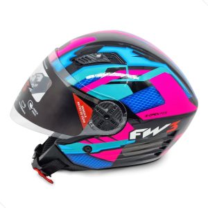 Capacete X Open UP FOX  Cor Rosa com Azul Tamanho 60