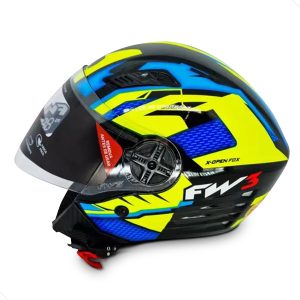 Capacete X Open UP FOX  Cor Amarelo com Azul Tamanho 56