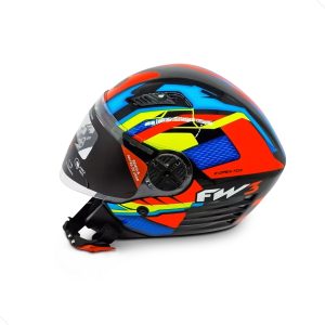 Capacete X Open UP FOX  Cor Laranja com Amarelo e Azul Tamanho 56