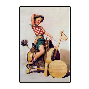 Placa Decorativa Grande - Pin Up - Cavalo de Madeira